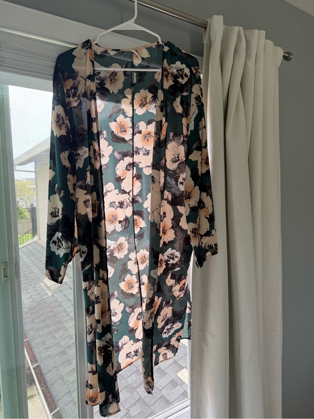 Pinkblush Floral Sheer Kimono - Dark Green & Blush